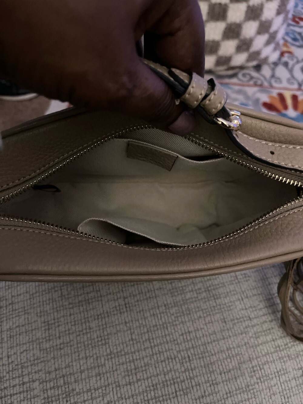 Gucci Soho Disco Bag Pebbled Leather Rose Beige Crossbody - Picture 4 of 6